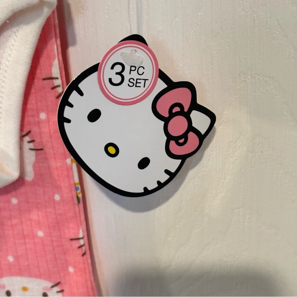 Hello Kitty Sanrio 3 Piece‎ Set Size 6 Months NEW Headband White Pink